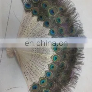 Small Fan 30cm-55cm Wide Peacock Feather Fan for Party thumbnail-3