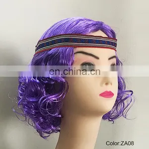 Synthetic Purple Short Wigs With Headband P-W235 thumbnail-5