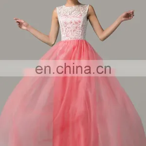 7 Colors Available Grace Karin Floor Length Formal Dress Elegant Sleeveless Watermelon Red Long Lace Prom Dresses 2016 CL6108-4# thumbnail-2