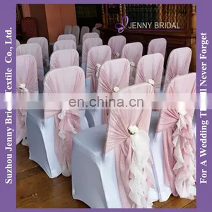 C214C Ivory Chiffon Sashes Wedding Decoration Organza Flower Chair Sash thumbnail-6