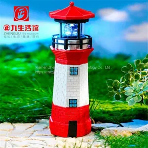 SOLAR LIGHTHOUSE Polyresin GardenFashionabl Decoration Automatic Rotation Soalr Light Angel Season Powered Soalr Garden Stake Lights thumbnail-4