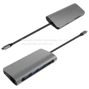 BL-U603 TYPE-C TO USB3.0x3+HDMI+RJ45+PD+SD/TF HUB 8 in 1 thumbnail-1