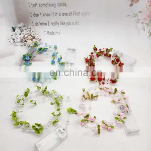 Romantic Pearl Beads With Small Cloth Rose Copper Wire String Light Battery Powered LED Fairy Light thumbnail-6