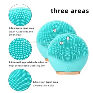 Silicone Facial Cleansing Brush Mini Rounded Waterproof Electric Face Massager thumbnail-4