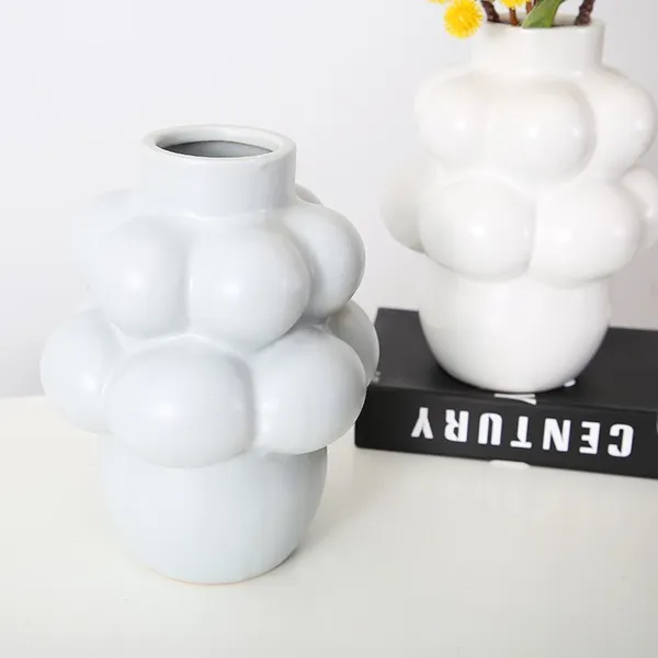 Grape-Shaped Soft Lovely Modern Simple Grey Ceramic Vase For Home Hourse Showroom photo-2