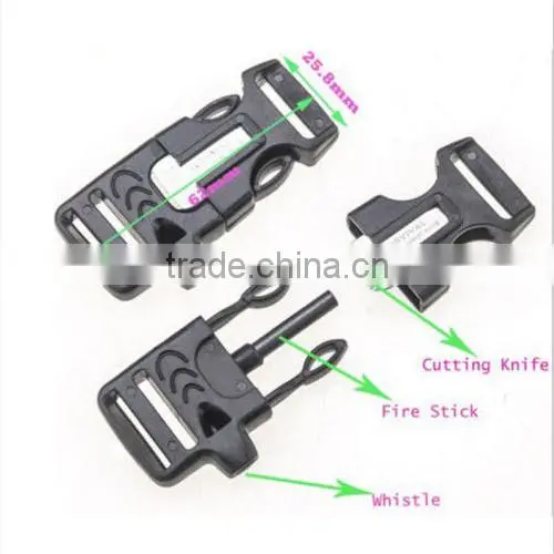 2016 Side Release Whistle Buckle w/ Flint Fire Starter&Striker For Paracord Bracelet photo-5