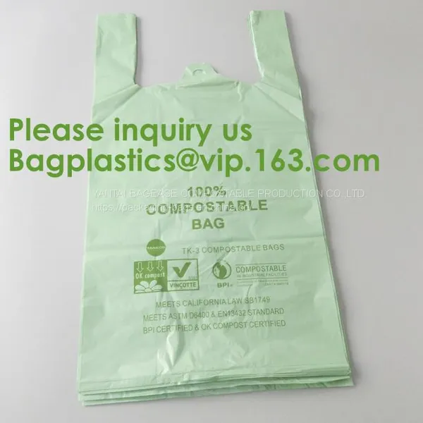 100% Biodegradable Compostable T-Shirt Vest Bag Shopping, Home, Decoration, Wedding, Supermarket, Restaurant, Bake photo-3