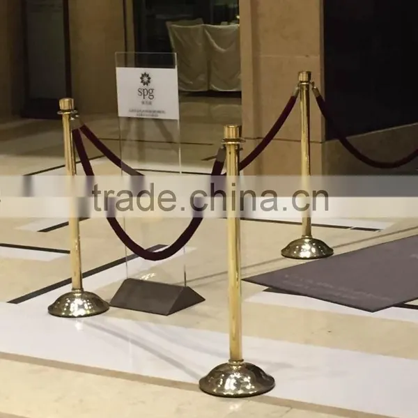 Stainless Steel Flat Base Mobile Steel Barrier With Velvet Or Twist Rope For Crowd Control photo-5