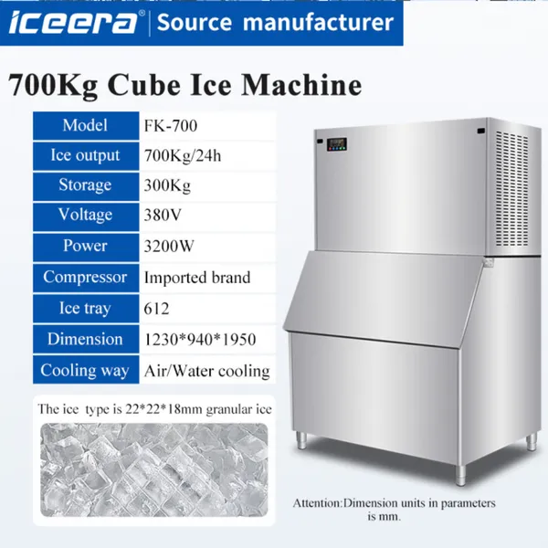 Easy Operation Intelligent Core Modular Commercial 700KG Cube Ice Maker Making Machines in Stock photo-2