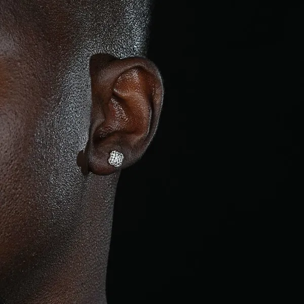 Shining Star Jewelry Micro Pave Zircon Hip Hop Men Iced Out Flower Stud Earrings photo-4
