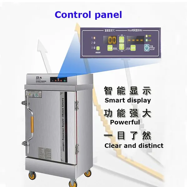 Mo-QDMECH Electric Rice Steamer MH046 Commercial Steam Cabinet Stainless Steel 0-90min Timer for 180 Persons Hotel