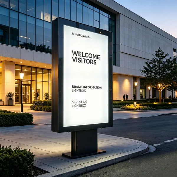 Custom Scrolling Advertising Light Box Tempered Glass Digital Roll Display With LED Lighting