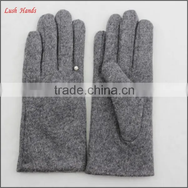 Ladies Cheap Grey Woolen Gloves With Finger Ring photo-3
