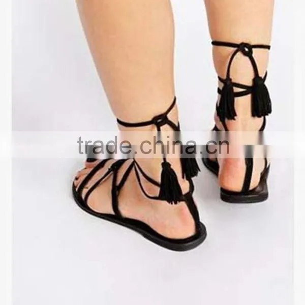 Italy Leather Shoes Women Fancy Flat Lady Simlpe Sandal Strap photo-5