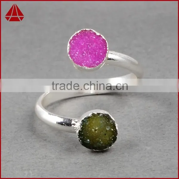 Druzy Wrapped Stone Ring in Sterling Silver Gems Ring Silver Rings With Cheap Price photo-4