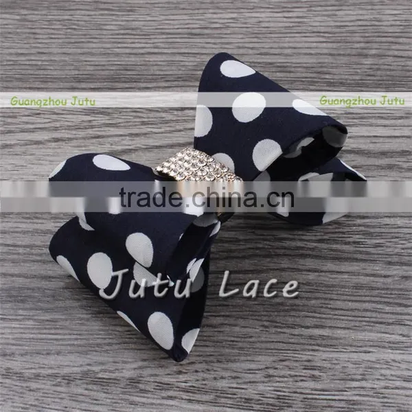 Newest Glitter Crystal Elastic Hair Headbands- Polka Dot Hair Bow Headband-satin Rhinestone Bow Hair Band photo-5