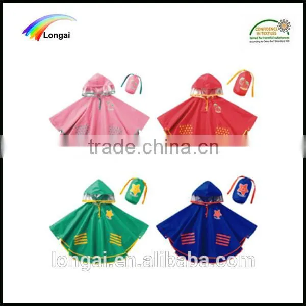 Kids Wholesale PU 100% Waterproof Raincoat Poncho photo-5
