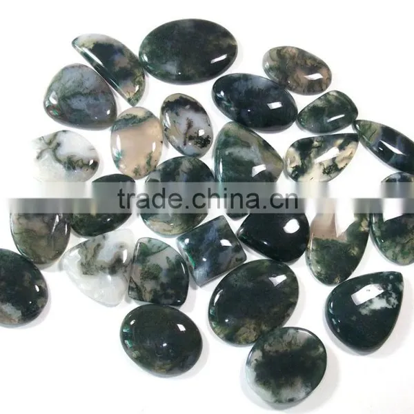 Natural Moss Agate Stone Natural Semi Precious Stones Wholesale Loose Cabochon Gemstones Authentic Gemstones
