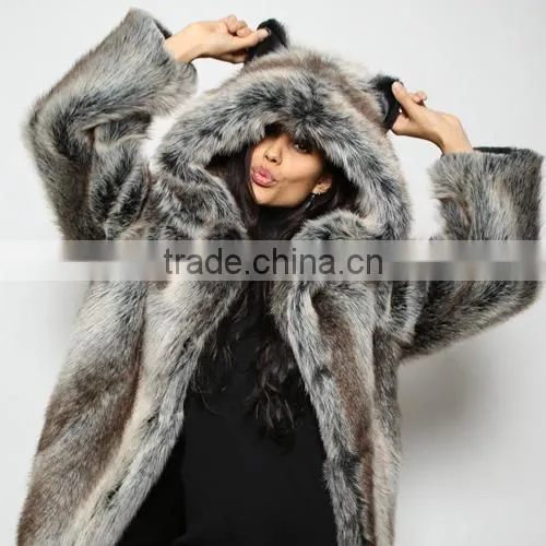 New Arrival Latest Coat Design for Women Wear Vintage Wolf Faux Fur Coat Quality Choice photo-2