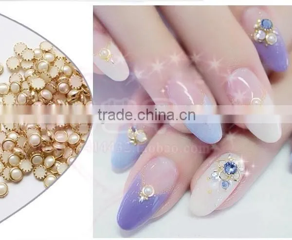 Metal Edge Round Square Nail Art Pearl With Diy Nail Art Decoration Hemming Nail Diamond Alloy ZX:SP529 photo-3