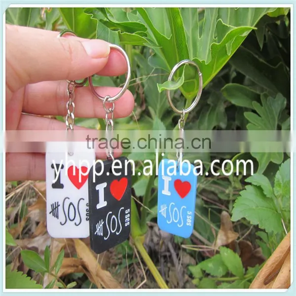 Custom I Love 5 Seconds of Summer 5 SOS silicone dog tag pendant key chain ring