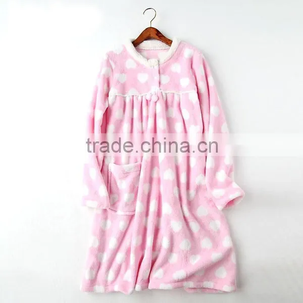 Lovely Pattern Printed Flannel Pajama Set Woman Pajama