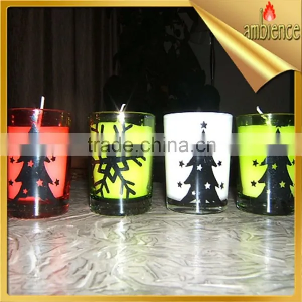 Halloween Candle Spider Web Picture Pattern Glass Candle Party Home Decoration Art Candle