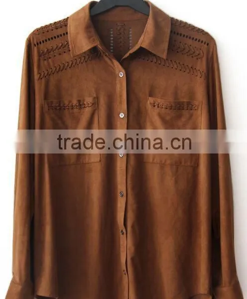 320g/sm Polyester Spandex Knit Faux Suede Fabric Double Sided Coffee Suede Fabric