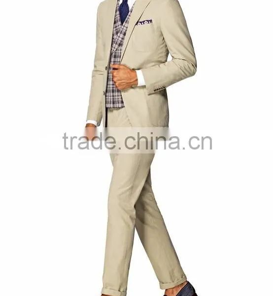 BESPOKE KHAKI PLAIN SUIT FOR MEN