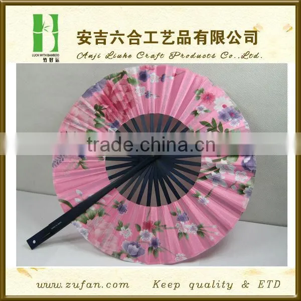 New Hand Made Circle Cloth Bamboo Hand Fan photo-3