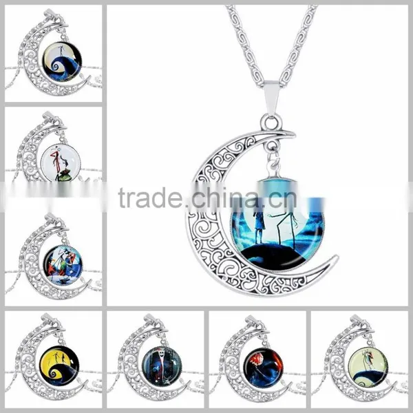 IN STOCK 2016 Silver Plated Color Women Glass Cabochon Pendant Necklace Wholesale photo-2