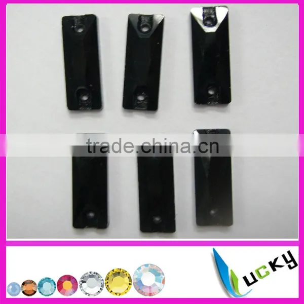 Highest Quality Sew-on Crystal Beads Number 3072# Rectangle Shape Jet Color for Garment