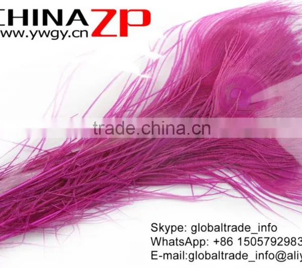 ZPDECOR Leading Supplier Wholesale Cheap Full Eye Dyed Hot Pink Long Peacock Tail Feathers for Sale photo-4