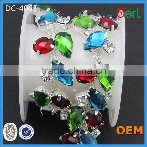 Factory Direct Sale 888crystal Resin Silver Plating Rhinestone Chain photo-3