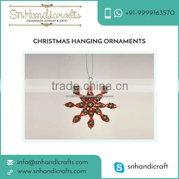Fashion Red Colour Snow Flake Design Christmas Decoration for Mini Home Tree