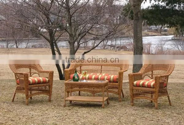 Chinese Style Round Rattan Cane Sofa Set 4Pcs photo-2