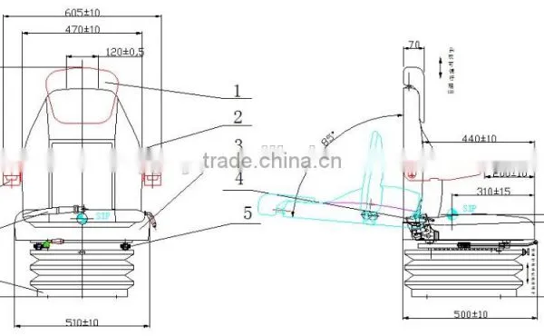 Vinyl Cover Full Adjustable Air Suspension Truck Driver Seat(YJ03) photo-6