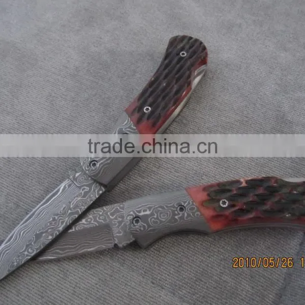 Flip Damascus Pocket Knife photo-4