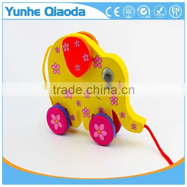 Colorful Pull Along Elephant Wooden Toy as You Pull They Make a Fun for Baby photo-4
