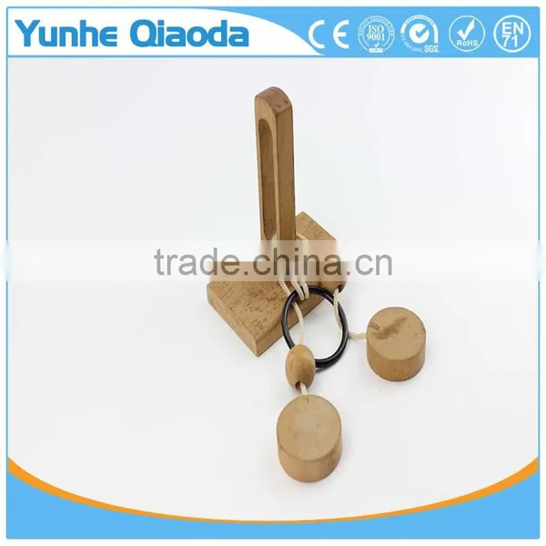 String Puzzle on Wood Base Classical Wooden Puzzle Set Solution Rope Central Brain Teaser for Adults Game
