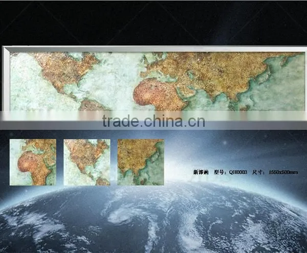 Framed Handmade Landscape Oil Painting World Map for Home Decoration photo-2
