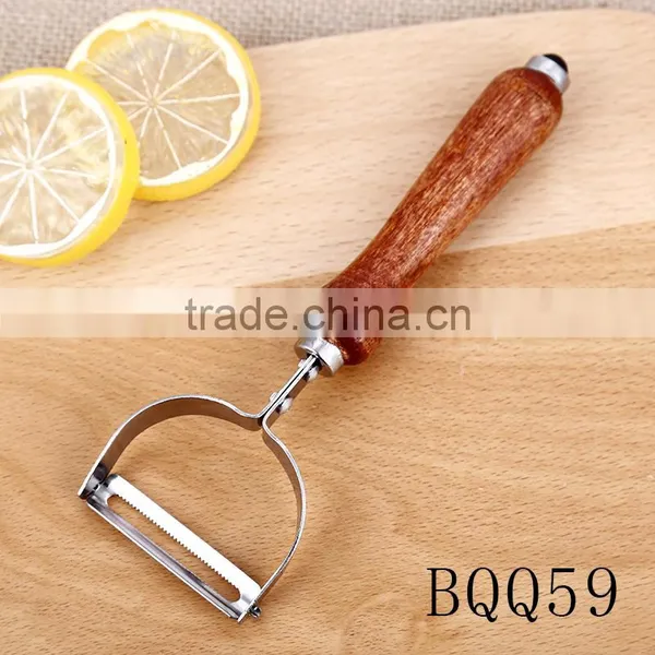 Wooden Handle Round Head Good Quality Stainless Steel Vegetable and Fruit Peeler photo-5