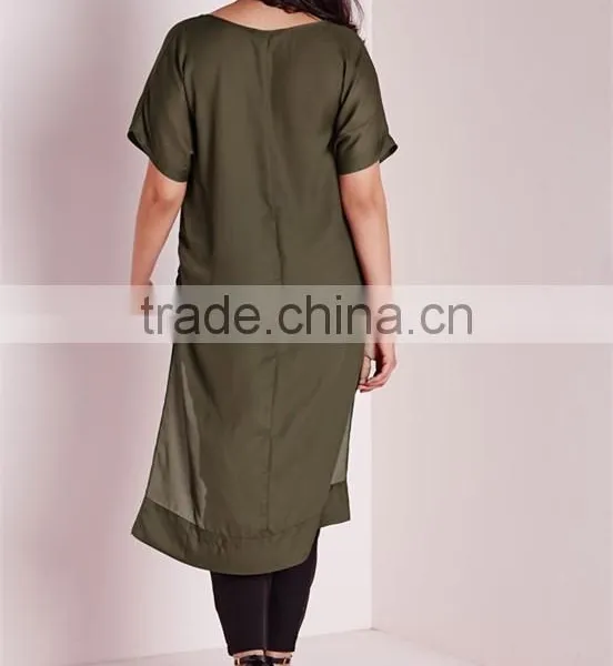 Tops for Women 2016 Plus Size Cap Sleeve Fancy Chiffon Tops HST3801 photo-2