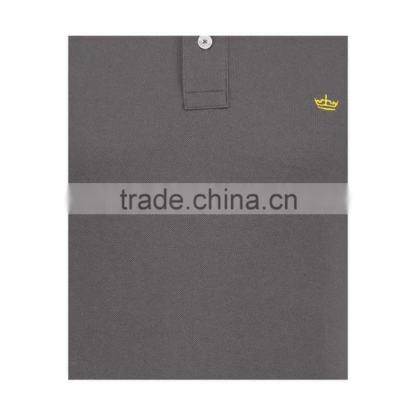 MGOO Fast Production Grey Plain Basic T Shirts Mens Solid Plain Polo Ribbed Neck photo-4