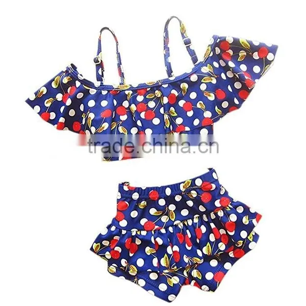 Wholesale Girl Swimwear Yellow Beachwear Cherry Pattern China Factory photo-4