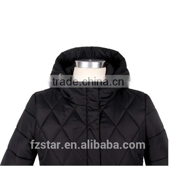 Women's Winter Hooded Black Long Padded Jacket Long Coat W1130 photo-4