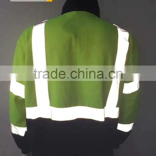 Contrast Safety Sweatshirt With Reflective Tape and Zipper photo-4