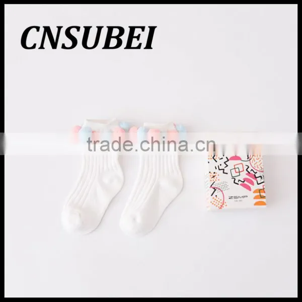 South Korea Cute Travel Children Socks With Cotton Balls,pure Cotton Contrast-color Creative at Home Socks photo-6