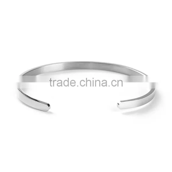 304 Stainless Steel Open Cuff Bangles Bracelets Silver Tone photo-3