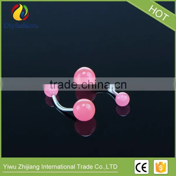 7 Colors Nightlight Stainless Steel Body Piercing of the Double Acrylic Ball Belly Button photo-6